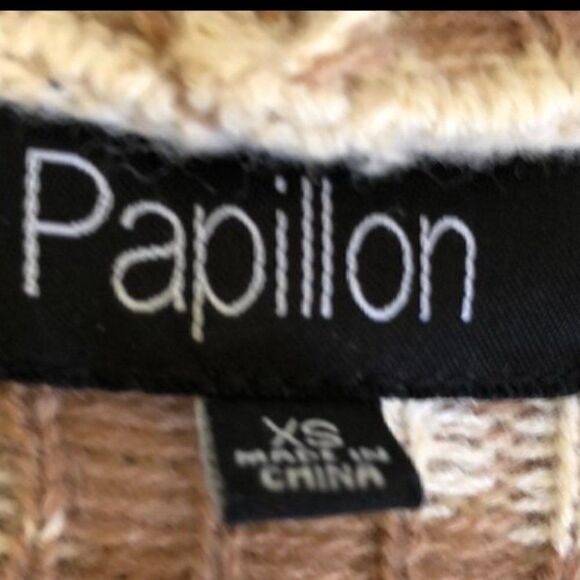 Papillon Women's Cascade Front Rabbit People Cardigan Size XS Blue Brown - Picture 5 of 6